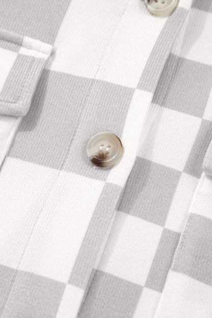 Plus Size Checker Button-Up Western Jacket