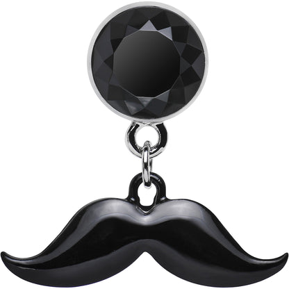 4G Black Dangling Mustache Steel Plug