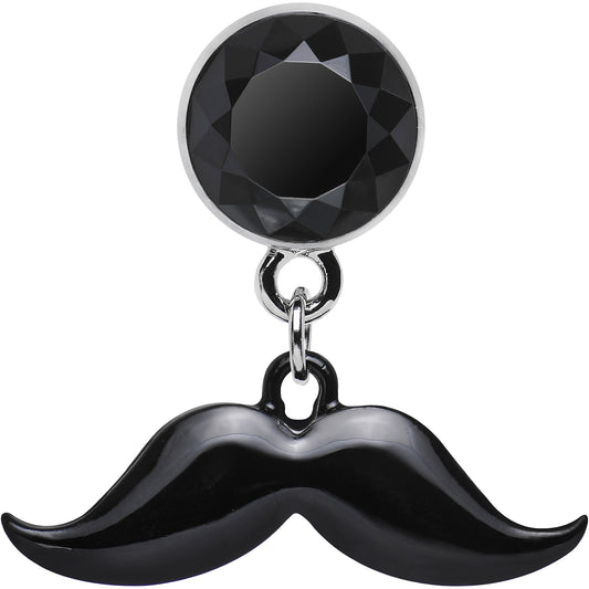 4G Black Dangling Mustache Steel Plug