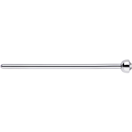 20G 3/4 Clear CZ Steel Straight Fishtail Nose Ring 2mm