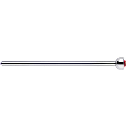 20G 3/4 Red CZ Steel Straight Fishtail Nose Ring 2mm