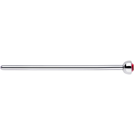 20G 3/4 Red CZ Steel Straight Fishtail Nose Ring 2mm