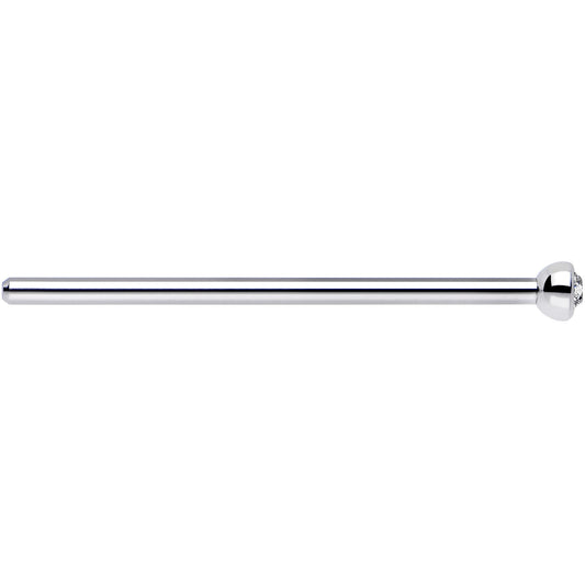 18G 3/4 Clear CZ Steel Straight Fishtail Nose Ring 2mm