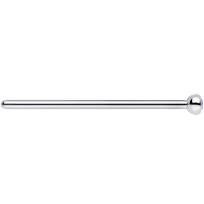 18G 3/4 Aurora CZ Steel Straight Fishtail Nose Ring 2.5mm