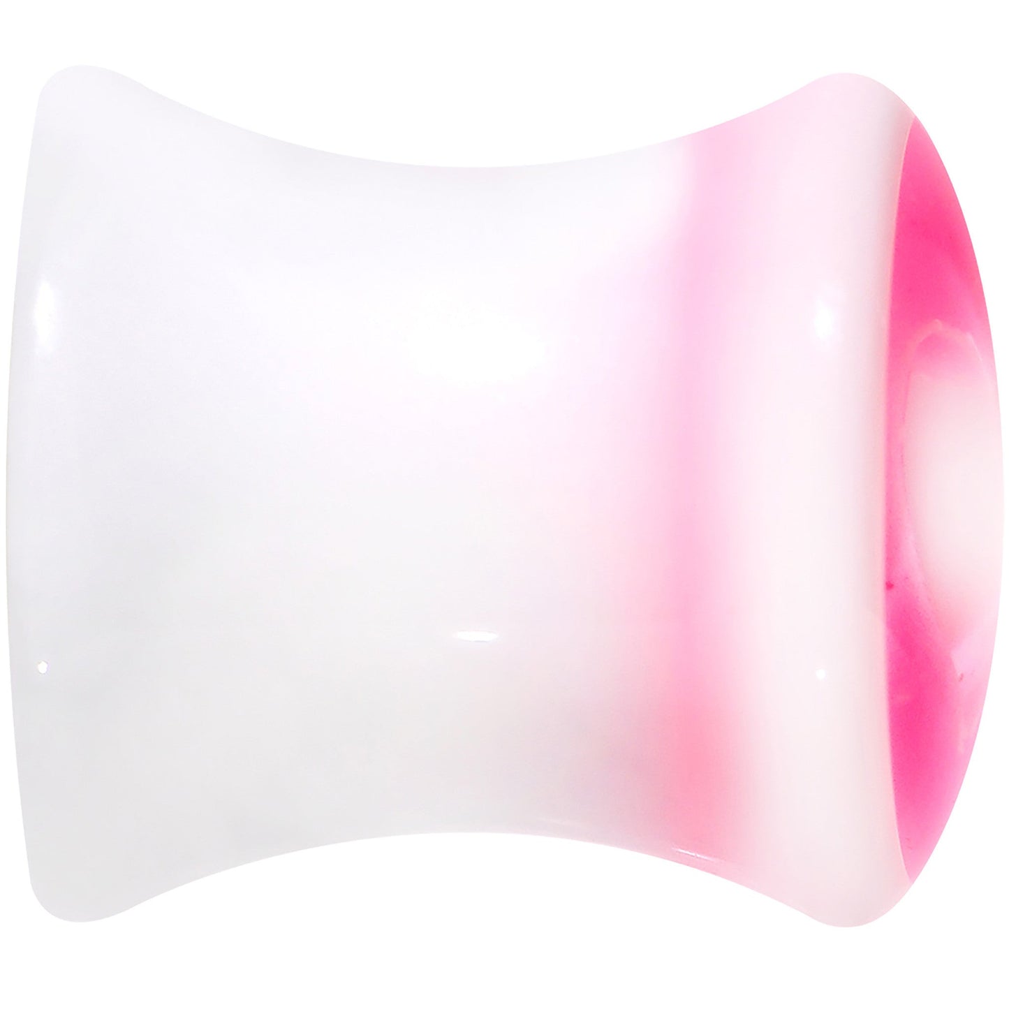 0G White Pink Acrylic Adoring Heart Saddle Plug