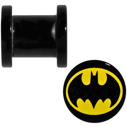 0G Black Acrylic Licensed Batman Logo Screw Fit Plug Set