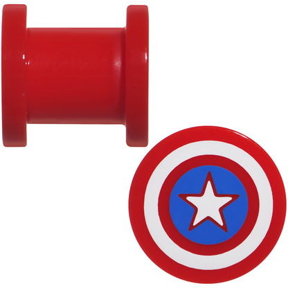 0G Red Acrylic Licensed Captain America Logo Screw Fit Plug Set