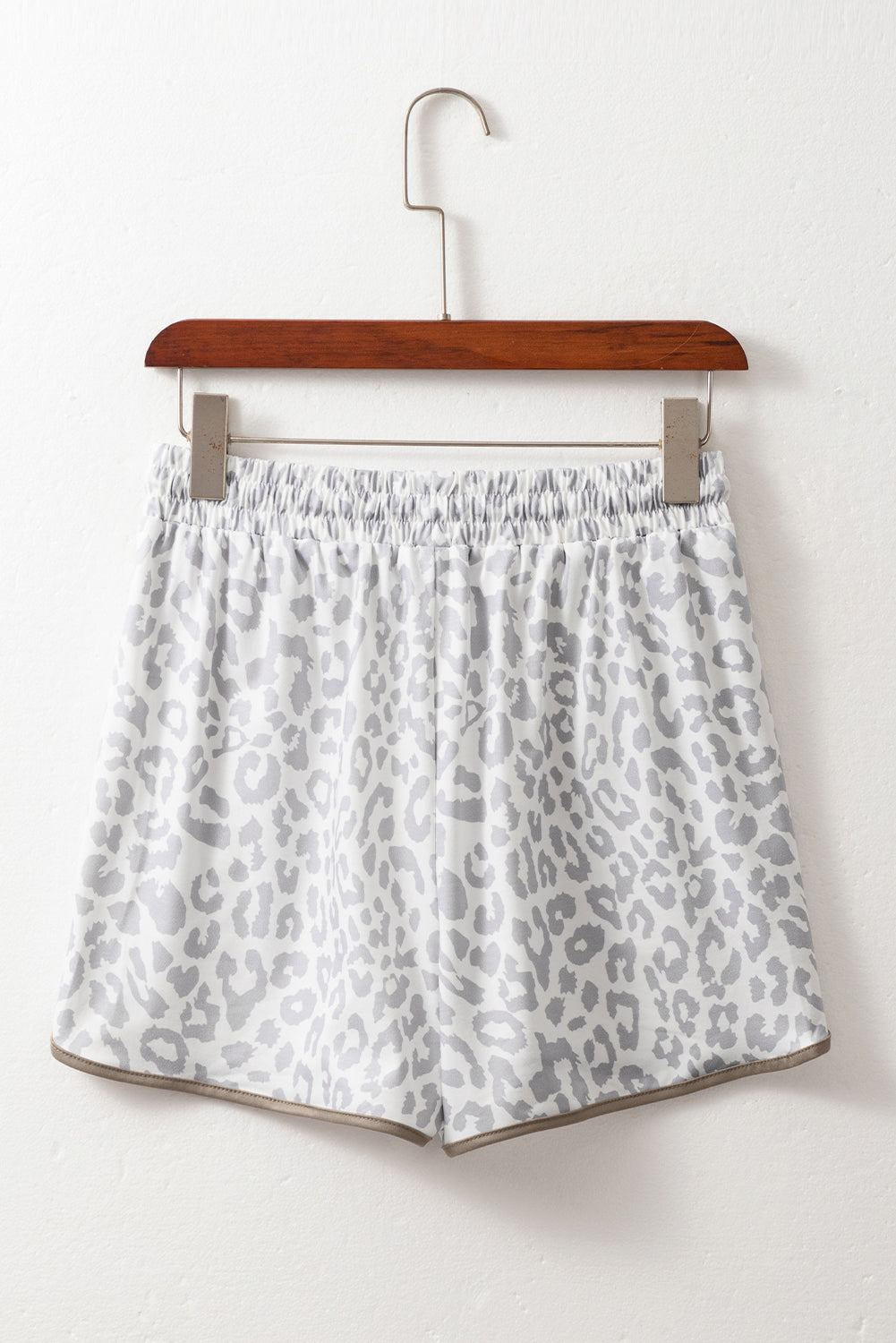 Leopard Lace-Up Contrast Trim Elastic Waistband Casual Shorts