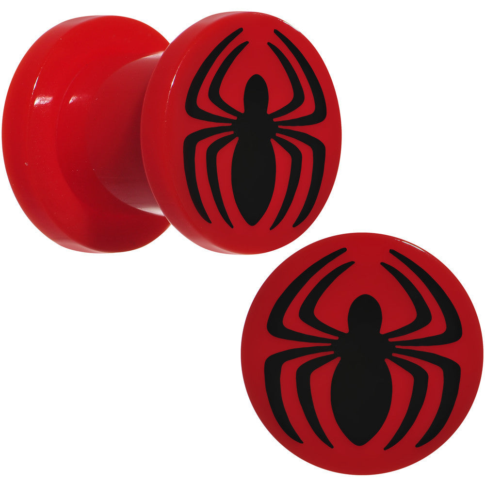 0G Red Acrylic Licensed Spider-Man Logo Screw Fit Plug Set