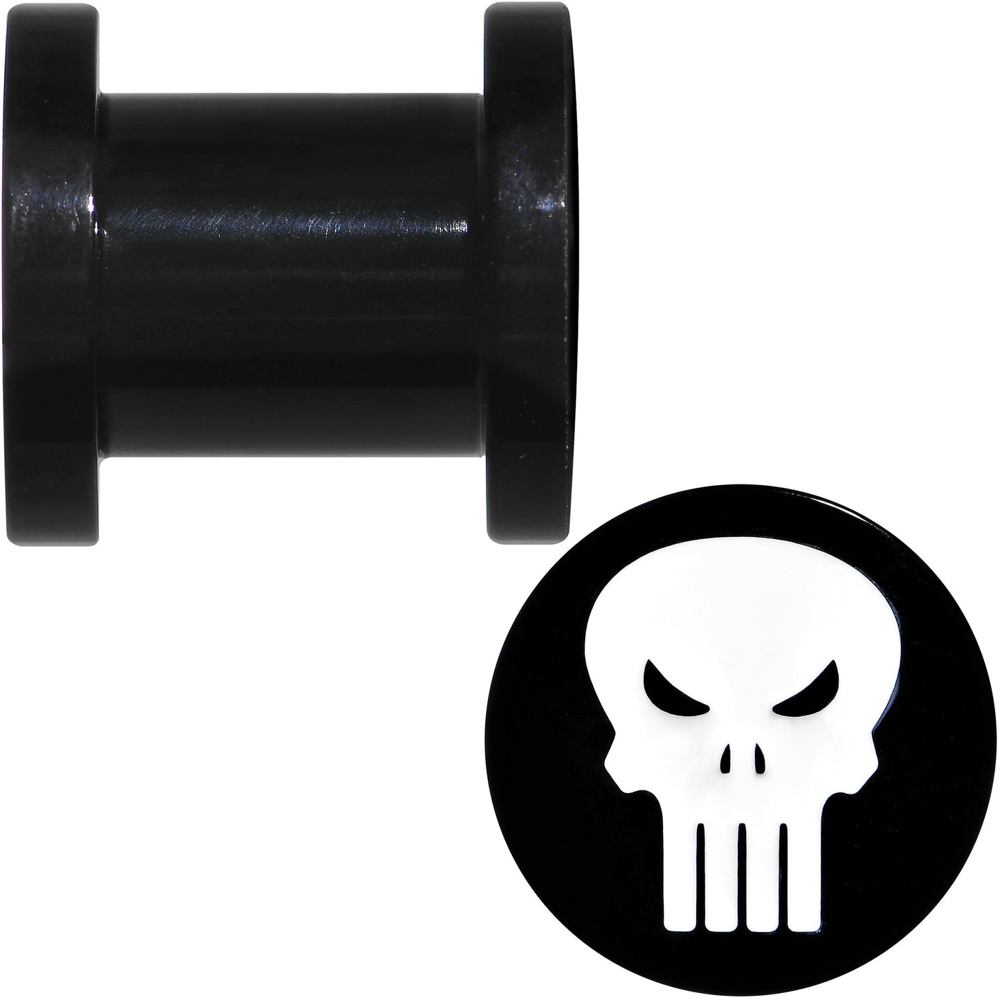 0G Black PVD Licensed The Punisher Logo Screw Fit Plug Set