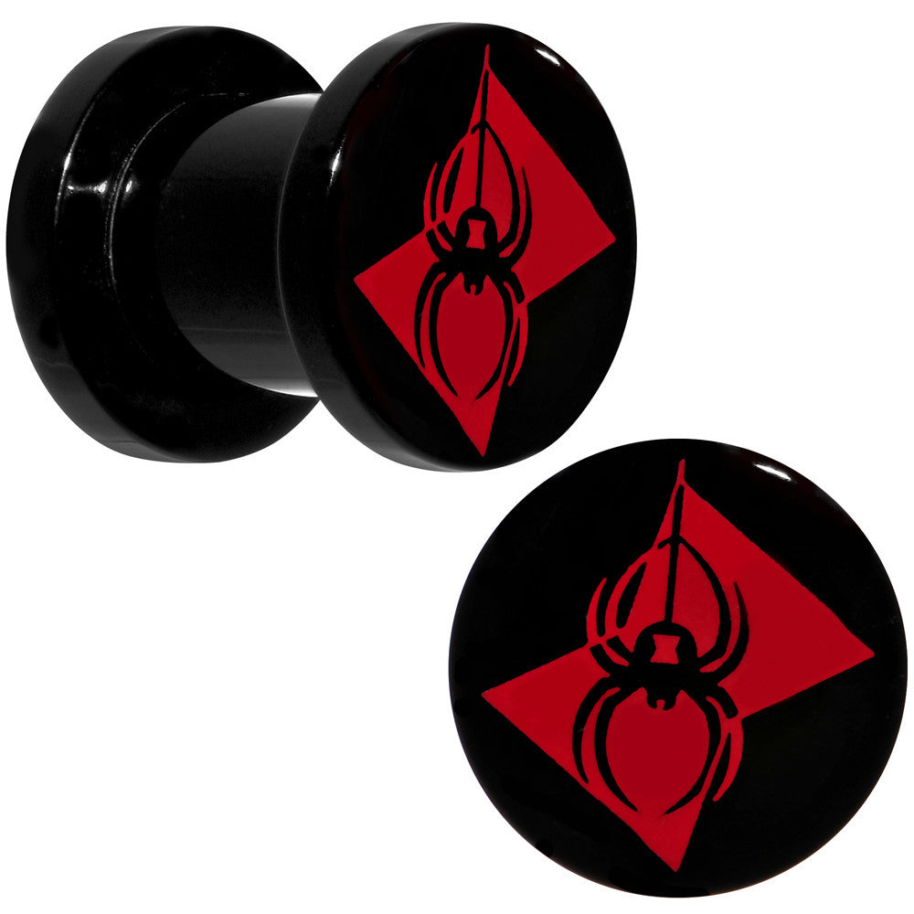 0G Black Acrylic Licensed Black Widow Logo Screw Fit Plug Set