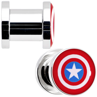 0G Steel Licensed Captain America Logo Screw Fit Plug Set