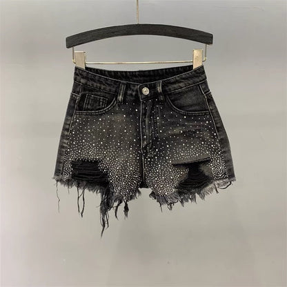 High Waist Slimming Rhinestone Hot Pants