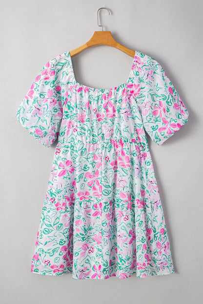 Plus Size Floral Ric-rac Trim Mini Dress