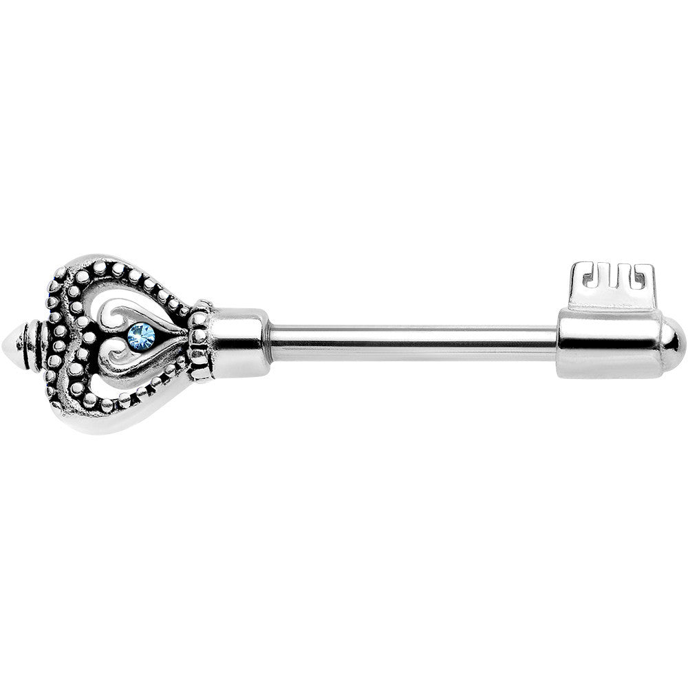 14G 925 Sterling Silver Key to My Heart Nipple Barbell 1/2
