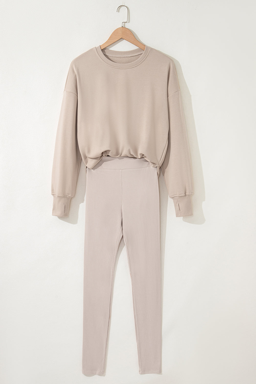 Solid Side Slit Sweatshirt and Leggings Set