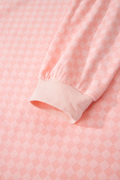 Checker Long Sleeve Pullover and Shorts Set