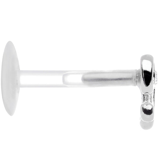 16G 5/16 925 Sterling Silver Clear Bow Push In Tragus Earring