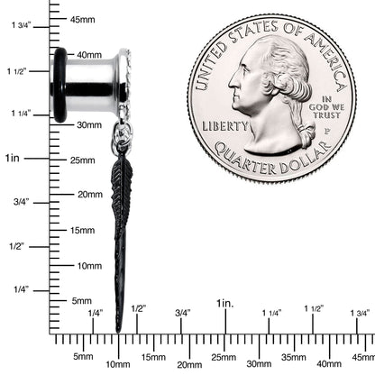 0G Clear Gem Steel Single Flare Tree of Life Dangle Plug Set