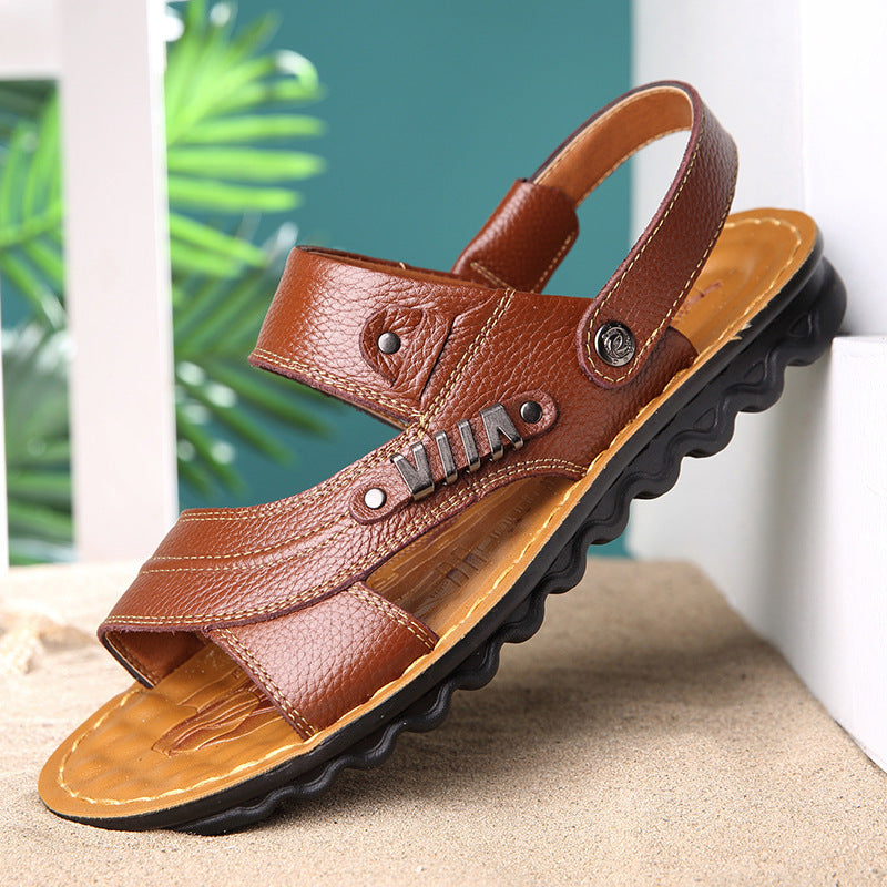First Layer Cowhide Men's Non-Slip Beach Sandals