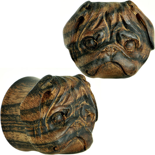 1 inch Organic Areng Wood Pug Hand Carved Plug Set