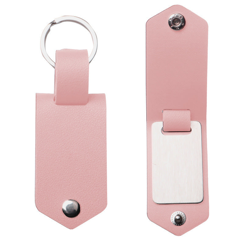 Laser Engraved Stainless Steel Leather Keychain