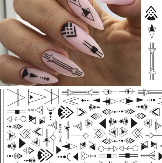 Black Butterfly Nails Stickers White Flower Adhesive