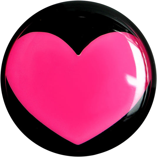 0G Black Acrylic Hot Pink Heart Saddle Plug