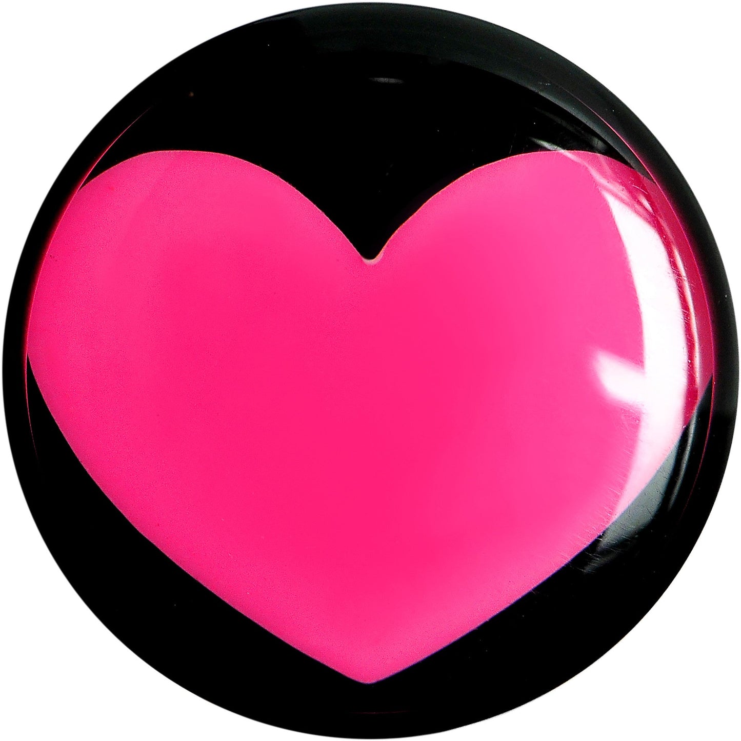 00G Black Acrylic Hot Pink Heart Saddle Plug