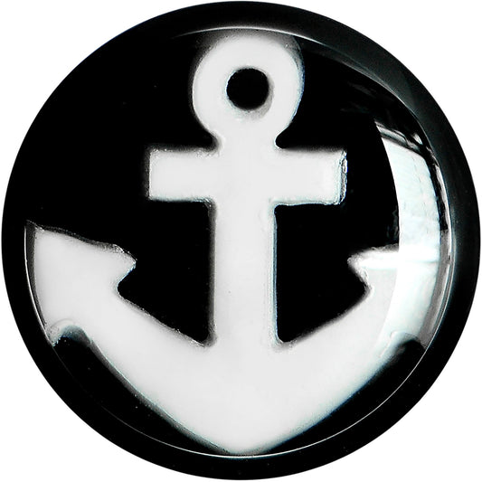 0G Black Acrylic Drop the White Anchor Saddle Plug