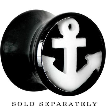 00G Black Acrylic Drop the White Anchor Saddle Plug
