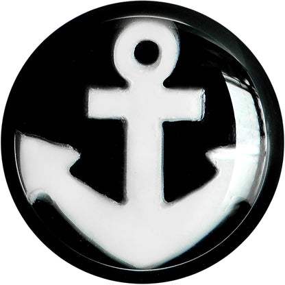 00G Black Acrylic Drop the White Anchor Saddle Plug