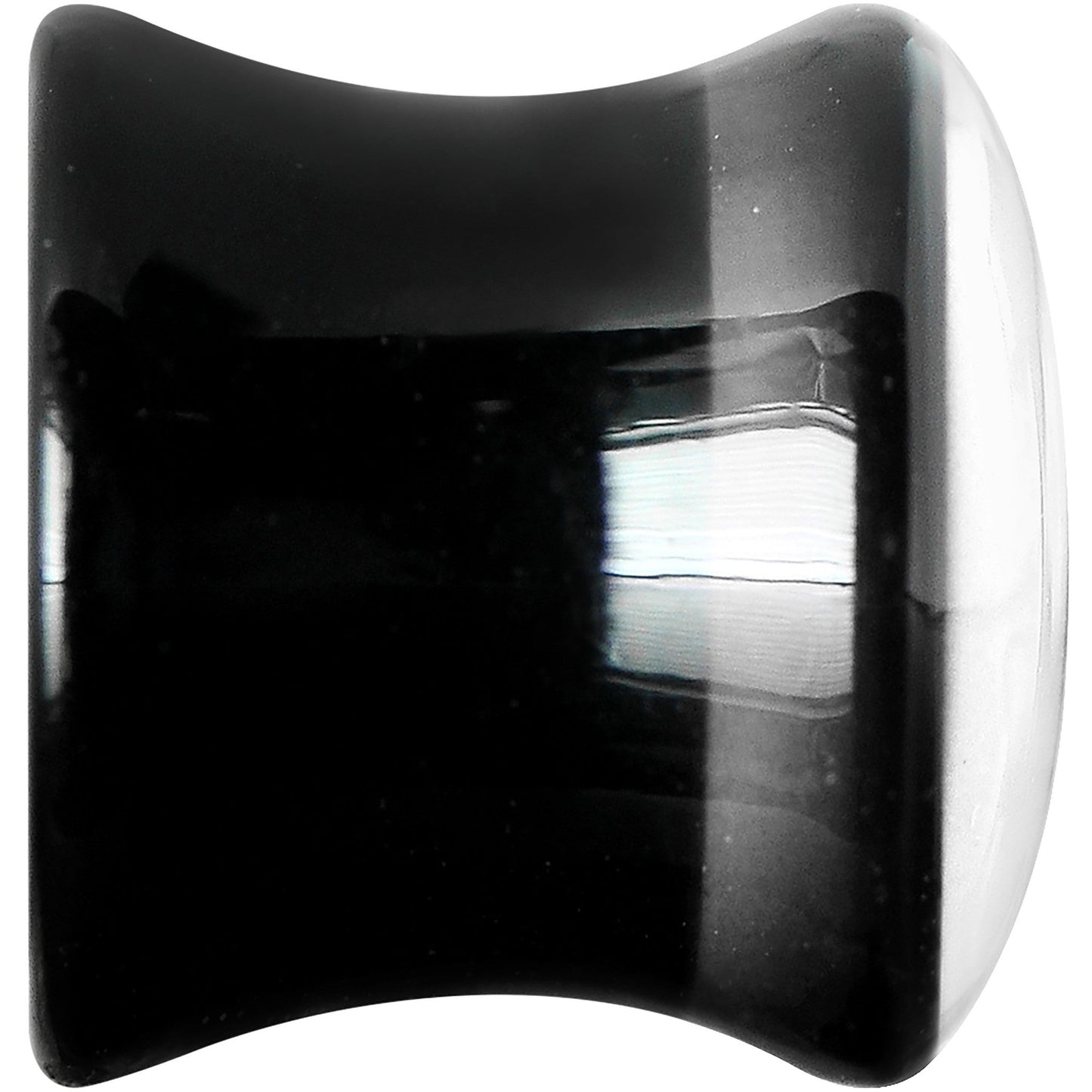 00G Black Acrylic White Heart Saddle Plug