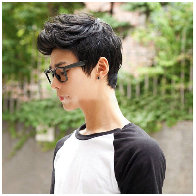 Korean Style Short Black Bald Wig for Men