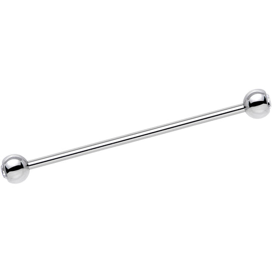 Double Gem Stainless Steel Industrial Barbell 38mm