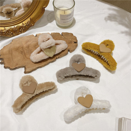 Korea Dongdaemun Love Plush Grab Clip