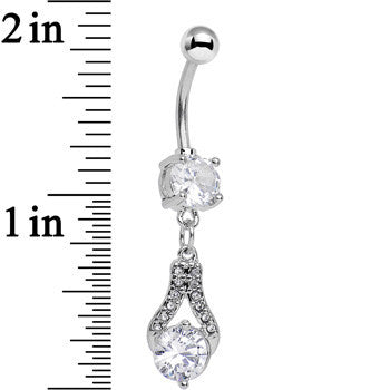 Clear Cubic Zirconia Athena Teardrop Dangle Belly Ring