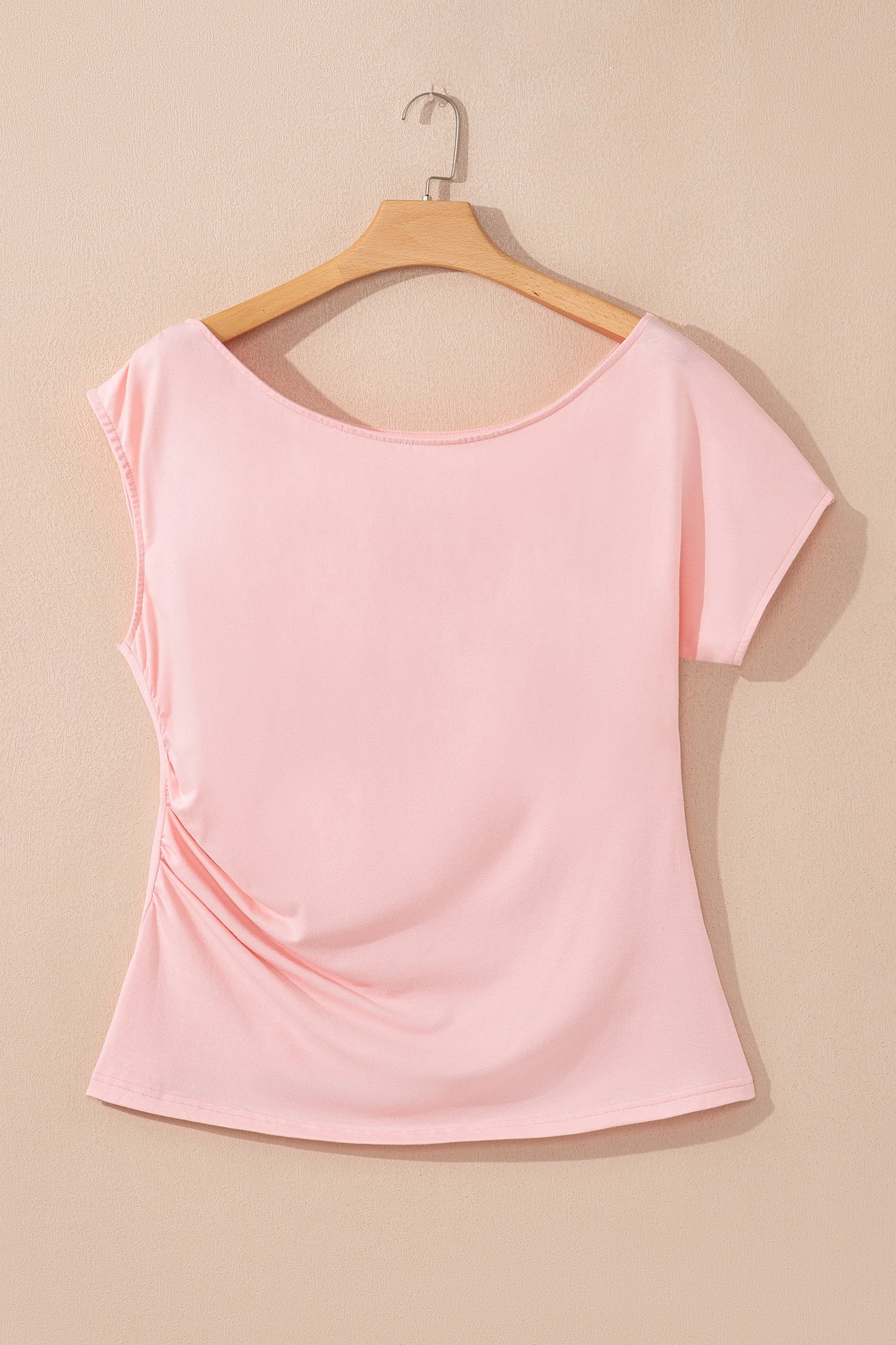 Plus Size Solid Asymmetric Neck Blouse
