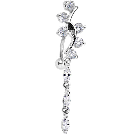 Clear Gem Swirl Teardrop Top Mount Dangle Belly Ring