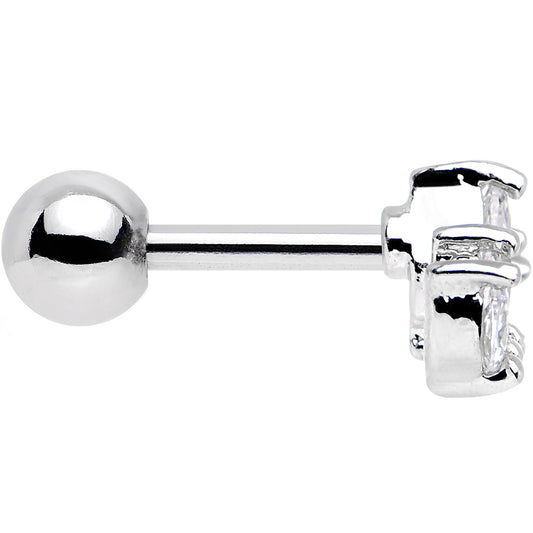 16G 1/4 Stainless Steel Clear CZ Cartilage Earring