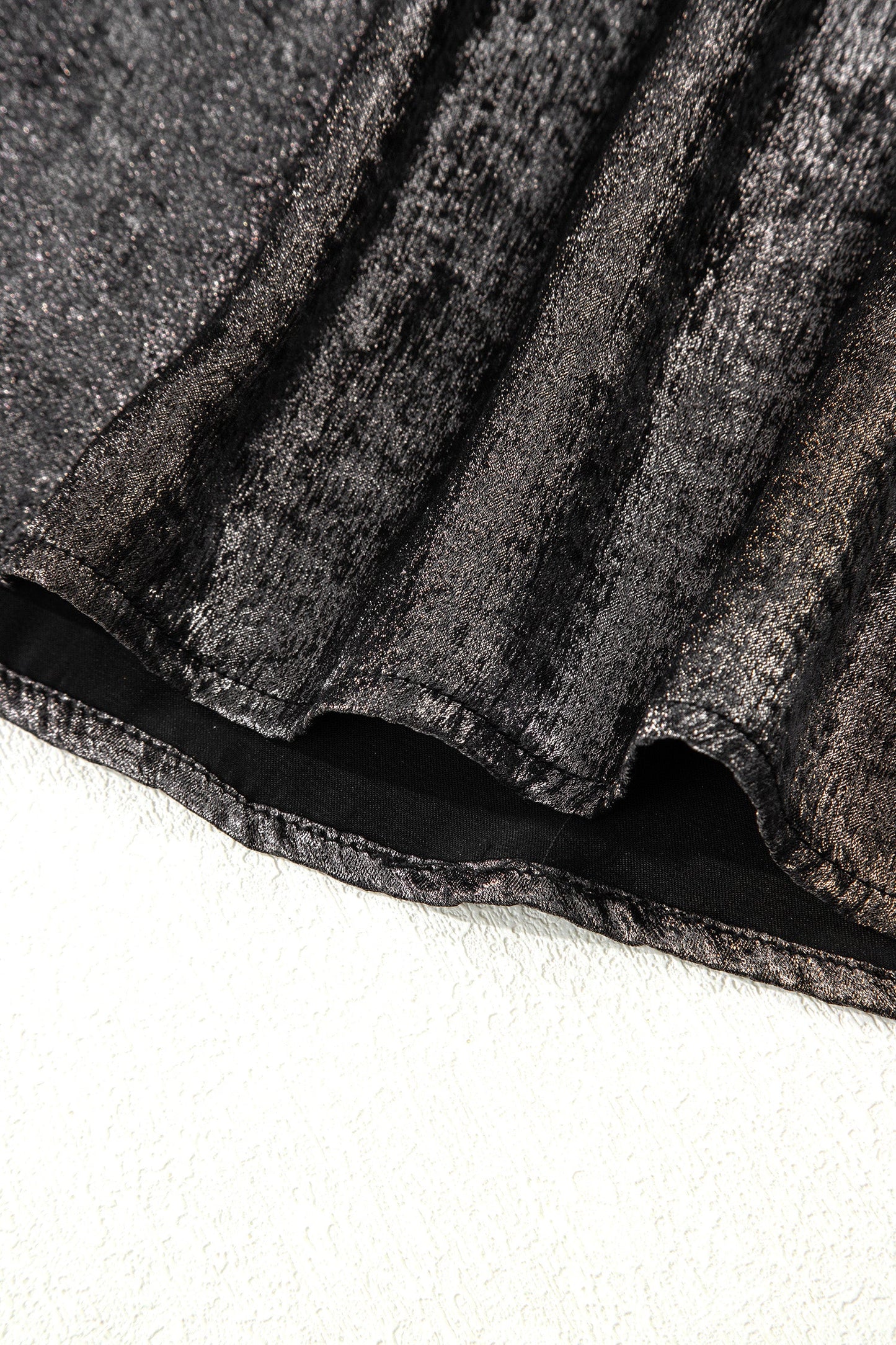 Metallic Round Neck Ruffle Trim Sleeveless Top