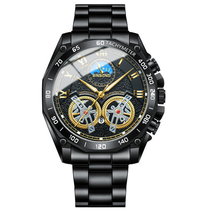 Double Men's Multi-function Skeleton Semi-Automatic Watch