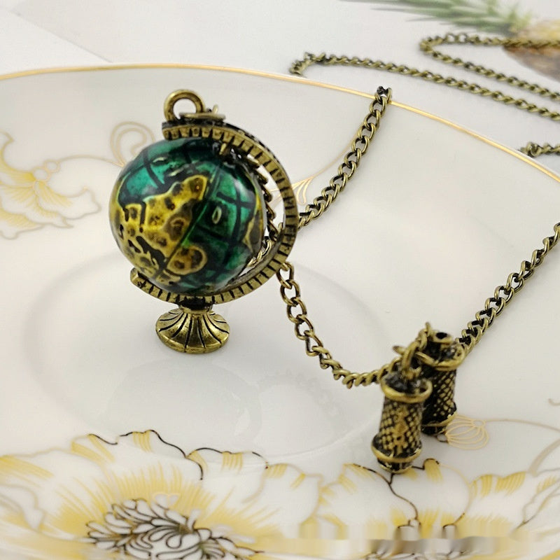Telescope Earth Sweater Chain Necklace