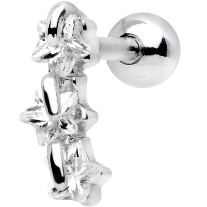16G 1/4 Stainless Steel Clear CZ Star Right Cartilage Earring