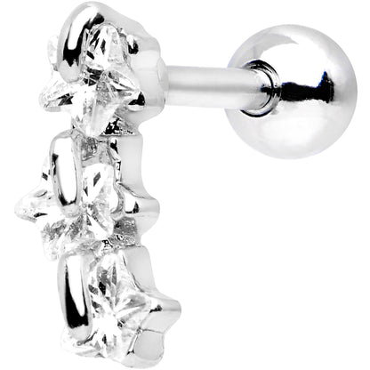 16G 1/4 Stainless Steel Clear CZ Star Right Cartilage Earring