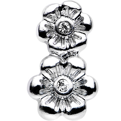 16G 1/4 Clear Gem Steel Double Flower Tragus Cartilage Earring