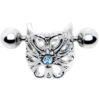 16G 3/8 Aqua Gem Steel Barbell Flower Cartilage Cuff
