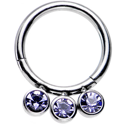 16G 5/16 Purple Gem Trio Hinged Segment Ring