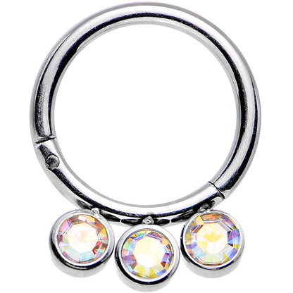 16G 5/16 Aurora Gem Stainless Steel Hinged Segment Ring