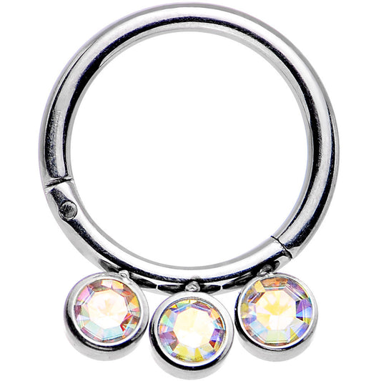 16G 5/16 Aurora Gem Stainless Steel Hinged Segment Ring